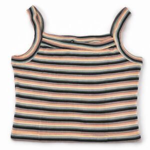 Volcom Lil Knit Strappy Crop Tank XXL NWT Striped Rainbow Cami Y2K Festival Top